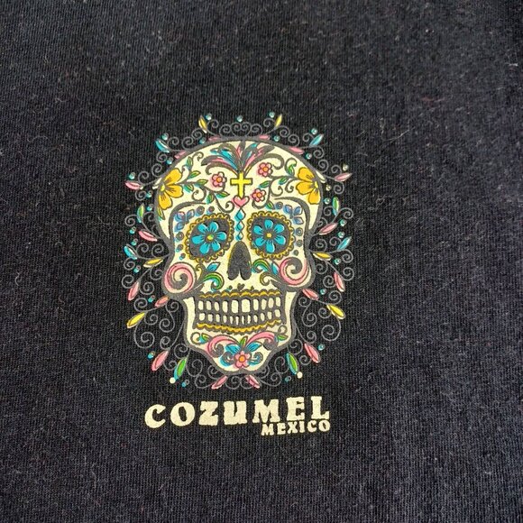 Yazbek Black Long Sleeve Slouchy Boxy T-Shirt Colorful Skull Unisex Size G - Picture 5 of 10